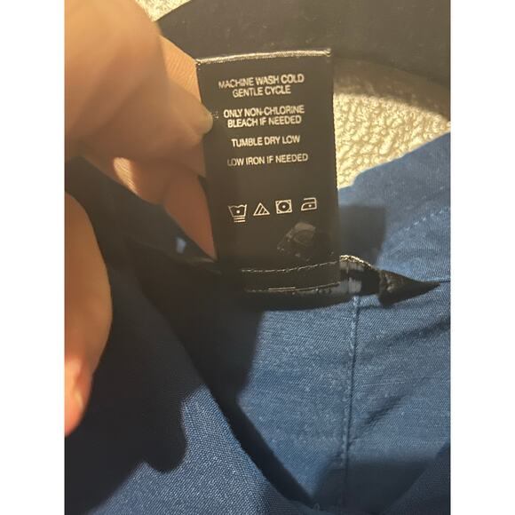 Ali Miles Lagenlook Minimalist Business Office Blue Large Front Button Tunic Top - Picture 10 of 10